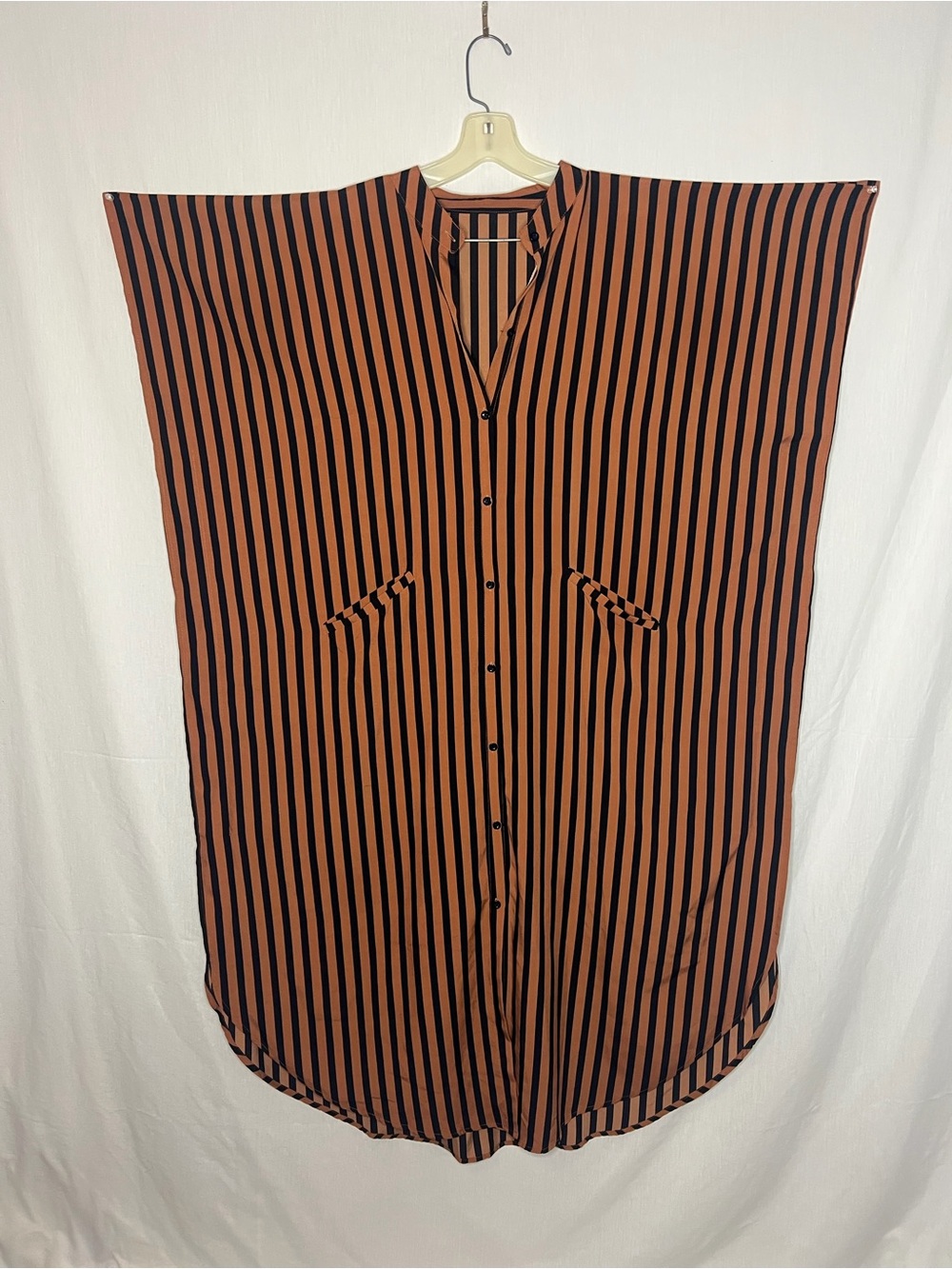 Brown and black striped kaftan button front